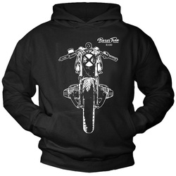 MAKAYA Kapuzenpullover Herren Vintage Motorrad Motiv Print Sweatshirt Pulli Biker Bekleidung schwarz M