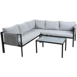 Möbilia Sitzgruppe 1 Ecksofa, 1 Couchtisch inkl. Kissen Stahl/Olefin
