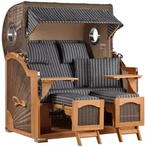 Mr. Deko Strandkorb Düne Grande Bullauge Teak PE Grey Dessin 500