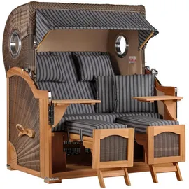 Mr. Deko Strandkorb Düne Grande Bullauge Teak PE Grey Dessin 500