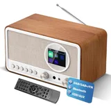 BIAOQINBO DAB Plus Radio mit Bluetooth,DAB+ / FM Radio mit Fernbedienung und Netzbetrieb,Digitalradio Küchenradio Radiowecker mit Zweifacher Alarm,USB/AUX Hafen,Sleep-Timer, 30 voreingestellte Sender