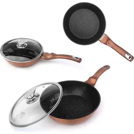 Berlinger Haus Rose Gold Topf-Set 14-tlg. 3 x Kochtopf + 2 x Bratpfanne + 3 x Messer + 4 x Küchenutensilien + 2 x Untersetzer