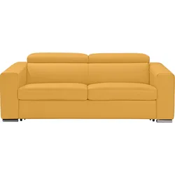 Schlafsofa EGOITALIANO "Cabiria, Design und super Sitz- und Liegekomfort", gelb, B:226cm H:97cm T:103cm, Sofas, Sofa inkl. Schlaffunktion, Kopfteile verstellbar, mit Metallfüßen