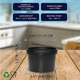 Benbow Eimer mit Deckel 0,5 l Schwarz