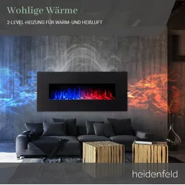 Heidenfeld Home & Living Heidenfeld Elektrokamin HF-WK300, elektrischer Kamin mit 3D-Flammeneffekt, 1500W, 3J Garantie, Timer (Schwarz, 107.0 x 55.0 cm)