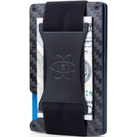 ROSSM Geldbörse Herren mit RFID-Schutz - Kartenetui Herren aus Kohlefaser und Metall mit Geldklammer und Gummiband - RFID Geldbeutel Herren- Slim Wallet for Men