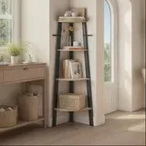 Eckregal, Bücherregal mit 4 Ebenen, Leiterregal