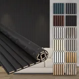 HEXIM Akustikpaneele Holz 278x60cm - Holzpaneele Wand Lamellenwand flexibel MDF Wandpaneele TV Wandverkleidung Holzwand Deko schwarz (1 Paneel / 1,67 m2 Black Edition - AP12)