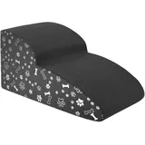 Domarex DOGGURU Haustiertreppe 30x50x30 cm – stabile, rutschfeste 2-stufige Treppe für kleine Hunde & Katzen - gelenkschonend, waschbarer Bezug - Grau + Pfoten und kleine Knochen