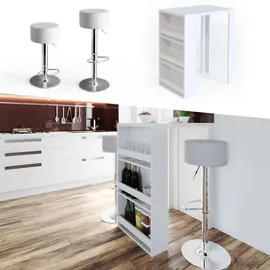 Vicco Bartisch 80 x 57 cm Weiß mit 2 Barhockern