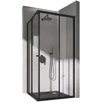 doporro Eckdusche Duschkabine Rav16K Schiebetür Klarglas ESG-Glas schwarz, BxT: 80x80 cm 80 cm x 190 cm x 80 cm