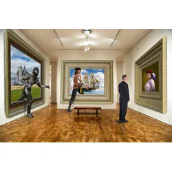 Fototapete PAPERMOON "Surreale Kunstgalerie", bunt, B:4,50m L:2,80m, Vlies, Tapeten