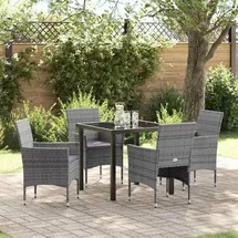vidaXL Garten Essgruppe 5-tlg. Grau