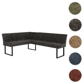 Mendler Eckbank HWC-O82, Esszimmerbank Bank, Öko-Tex (310g/m2) Chenille Stoff/Textil Metall 159x210cm ~ dunkelgrau