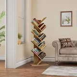 Bücherregal Standregal Raumteiler Leiterregal Baumform CD Holzfarben