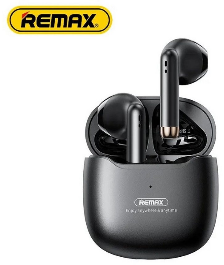 Remax TWS-19 5.3 Kopfhörer mit Ladecase für Smartphone (Schwarz) Bluetooth-Kopfhörer (Bluetooth, Touch Control, Wireless, TWS, Bluetooth, Stereo, 5h Musik, For Video Game und Sport) schwarz