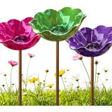 2/3 Stück Vogeltränke Blume, Metall Blumen Gartenstecker Vogeltränke, Dekorative Bienentränke für den Garten, Insektentränke Garten für Vögel, Bienen, Schmetterlinge (3 Stück-C)