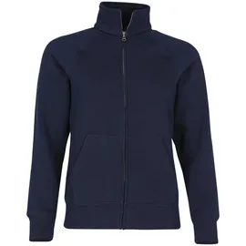 FRUIT OF THE LOOM LADIES PREMIUM SWEAT JACKET - Damen Sweatjacke mit Stehkragen und zwei Vordertaschen, deep navy, L
