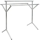 Eyepower klappbarer Kleiderständer 3 Aufhängestangen Garderobenständer Wäscheständer 150cm lang Mehrzweckstand 100% Metall Silber