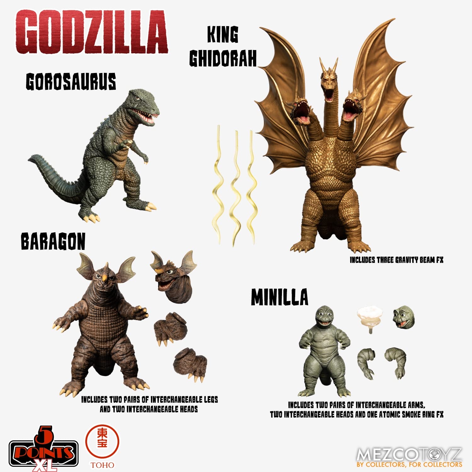 Mezco 5 Points XL Godzilla: Destroy All Monsters (1968) - Round 2 Boxed Set
