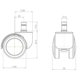HJH Office Hartbodenrollen ROLO 619006 5x 11mm / 50mm Büro-Stuhl-Rollen für Hartböden (5er Pack)
