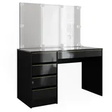 Vicco Schminktisch, Sherry Schwarz, Gold, 120 x 75 cm 5 Schubladen, Spiegel LED