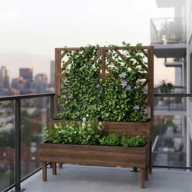 Relaxdays Blumenkasten mit Spalier 135 x 109 x 62 cm Braun