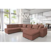 Mirjan24 Ecksofa Niko Bis Cord, Polsterecke mit Bettkasten und Schlaffunktion, Sofa, Polstergarnitur (Farbe: Poso 29, Seite: Rechts) - Rosa