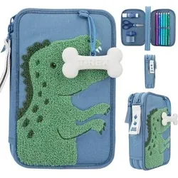 DEPESCHE 12307 Dino World 2-Fach Federtasche Blau DINO MINI