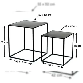 DanDiBo Ambiente Couchtisch Schwarz Metall 2er Set Beistelltisch Wohnzimmer 96252 Tisch Beistelltisch 52 cm und 42 cm Sofatisch Küchentisch Modern