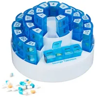 Relaxdays Tablettenbox, große Pillendose für 31 Tage, BPA-freier Kunststoff,