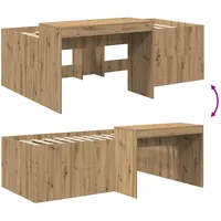 vidaXL Hochbett mit Schreibtisch 75 x 190 cm Eiche braun