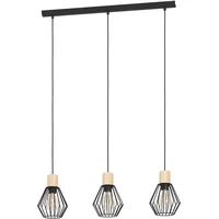 EGLO Palmorla 3-flg. Ø 16 cm Vintage Holz und Stahl