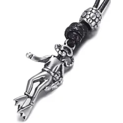 Kette mit Anhänger FIRETTI "Schmuck Geschenk Taucher", schwarz (edelstahlfarben, schwarz, vintage), Halsketten, Herren, Edelstahl-Textil, L: 90cm, Edelstahl, Textil
