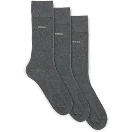 Boss Herren 3P RS Uni CC Dreier-Pack mittelhohe Socken, aus Stretch-Gewebe Grau 43-46