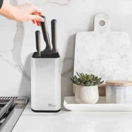 Joeji's Kitchen Universal Messerblock ohne Messer mit extra Schlitzen für Schere und Wetzstab Rostfreier Edelstahl Messerhalter leicht zu reinigen als Messerblock ohne Messer schwarz