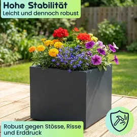 ethick Blumentopf Quadratisch 38 38 x 38 x 31 cm Anthrazit