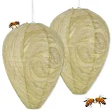 BOFUNX 2Pcs Hängende Wespennest Attrappe, Künstliches Wespennest Gefälschter Wespennest Laterne für Wespenabwehr Draußen Haus und Garten