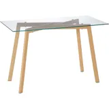 HOMCOM Esstisch Glas Küchentisch 120 x 60 cm Esszimmertisch für 4 Personen Moderner Tisch mit Stahlbeine für Esszimmer, Küche, kleine Räume Transparent