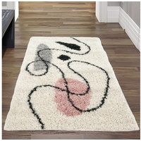 Teppich Designerteppich mit abstrakt-modernen Formen in schwarz rosa, Teppich-Traum, rechteckig, Höhe: 30 mm rosa 80 cm x 150 cm x 30 mm