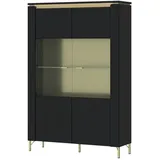 Quartier Vitrine Norica 111 x 170 x 40 cm Schwarz/Gold