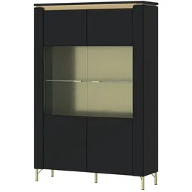 Quartier Vitrine Norica 111 x 170 x 40 cm Schwarz/Gold