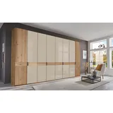 Wiemann Drehtürenschrank WIEMANN "Cardiff", beige (glas champagner), B:393,1cm H:216cm T:58cm, Floatglas, Hartfaserplatte, Holzwerkstoff, Massivholz, Schränke, Drehtürenschrank, inkl. Türdämpfung