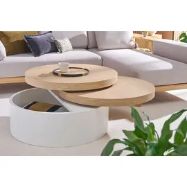 miliboo Couchtisch Weiß/Braun Holz 0 x 0 cm