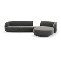 Micadoni Sofa Miley, modular mit Recamiere 3-Sitzer grau