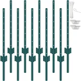 Vevor 3 Fuß langer Zaunpfosten, 10er-Pack T-Pfosten Hochleistungs-Zaunpfosten aus Metall, stabile Zaunpfähle aus Stahl für Gartenhof, Rasen, Bauernhöfe und Maschendrahtzäune im Freien, grün