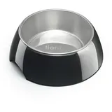 LIONTO Futter- & Wassernapf für Katzen, hochwertiger Edelstahlnapf im bruchsicheren Melamin-Gehäuse, 420 ml, schwarz