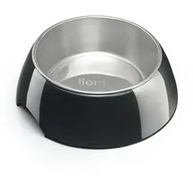 LIONTO Futter- & Wassernapf für Katzen, hochwertiger Edelstahlnapf im bruchsicheren Melamin-Gehäuse, 420 ml, schwarz