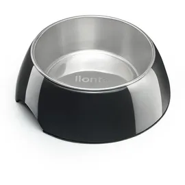 LIONTO Futter- & Wassernapf für Katzen, hochwertiger Edelstahlnapf im bruchsicheren Melamin-Gehäuse, 420 ml, schwarz
