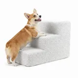 murando Hundetreppe für Kleine Hunde 3 Stufen 30 cm, Boucle - Creme